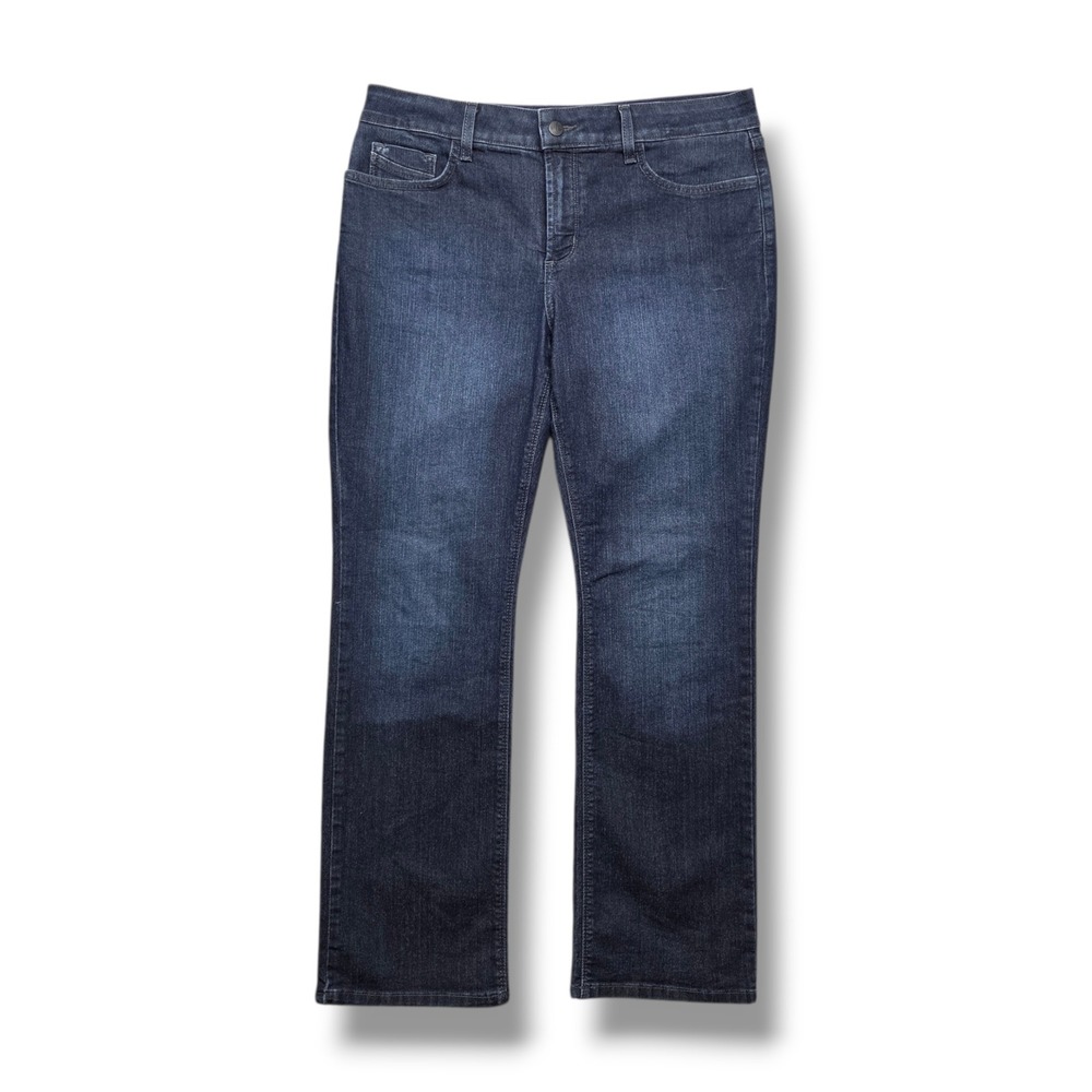 NYDJ Marilyn Straight Jeans Women 12 Petite Lift Tuck Mid Rise USA Stretch Denim